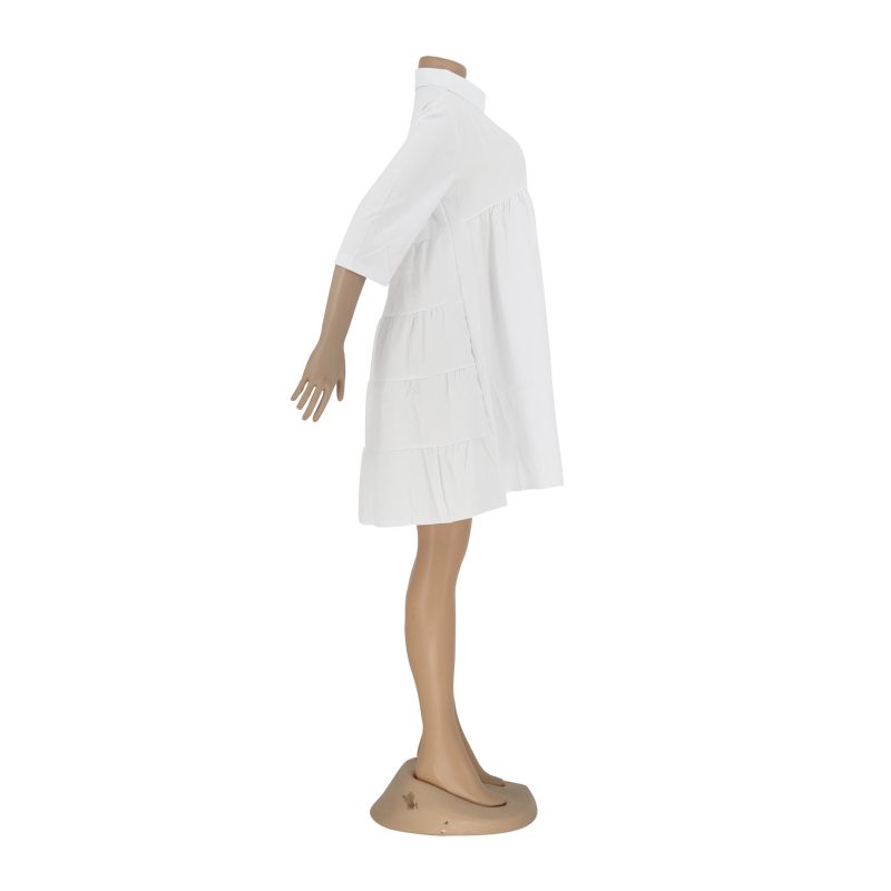 Loose Short-Sleeve A-Line Shirt Dress - Image 4