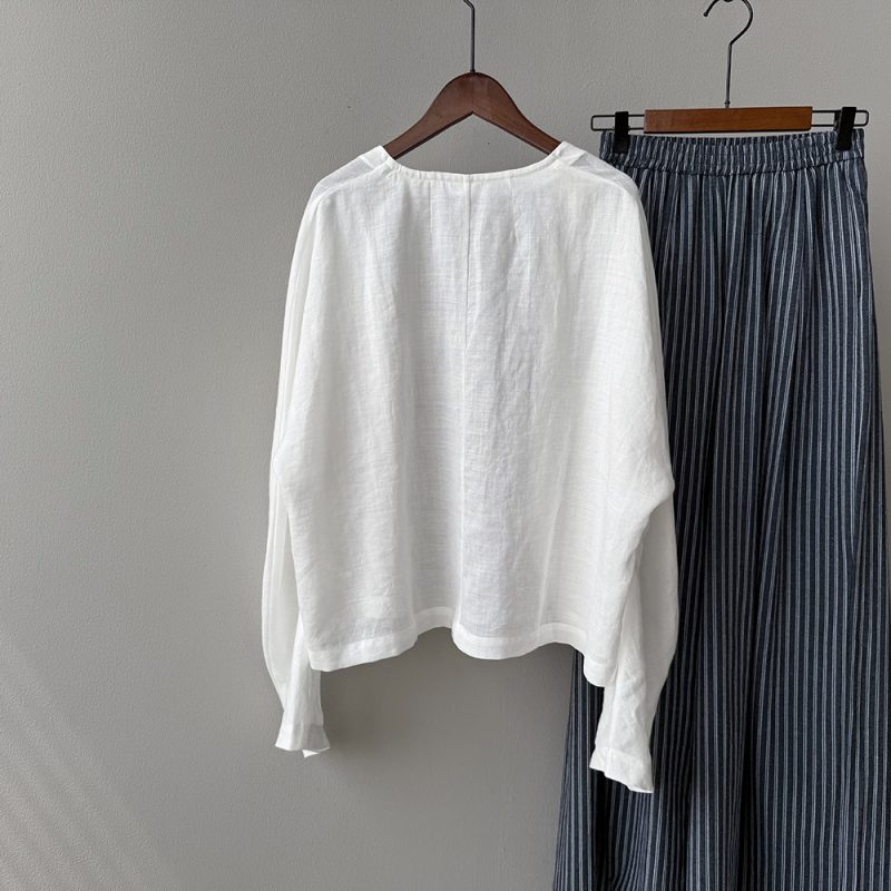 Retro Ramie Long Sleeve Summer Sun Shirt - Image 4