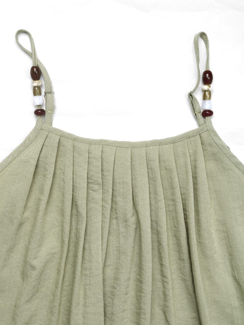 Ethnic Pleated Lace-Up Sling Vacation Dress - Image 3