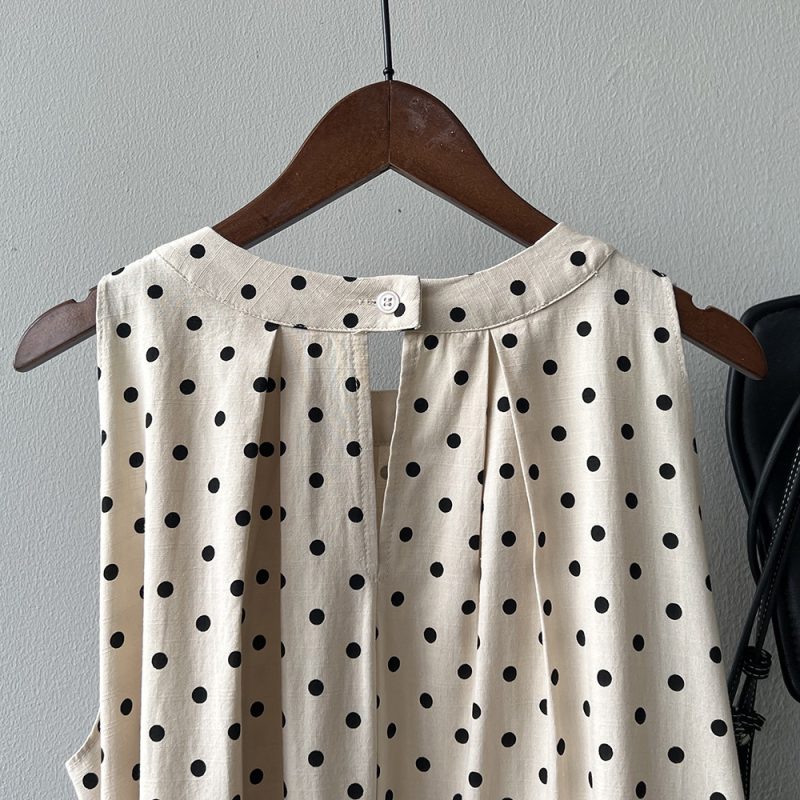 Summer Sleeveless Polka Dot Shift Dress Women - Image 4