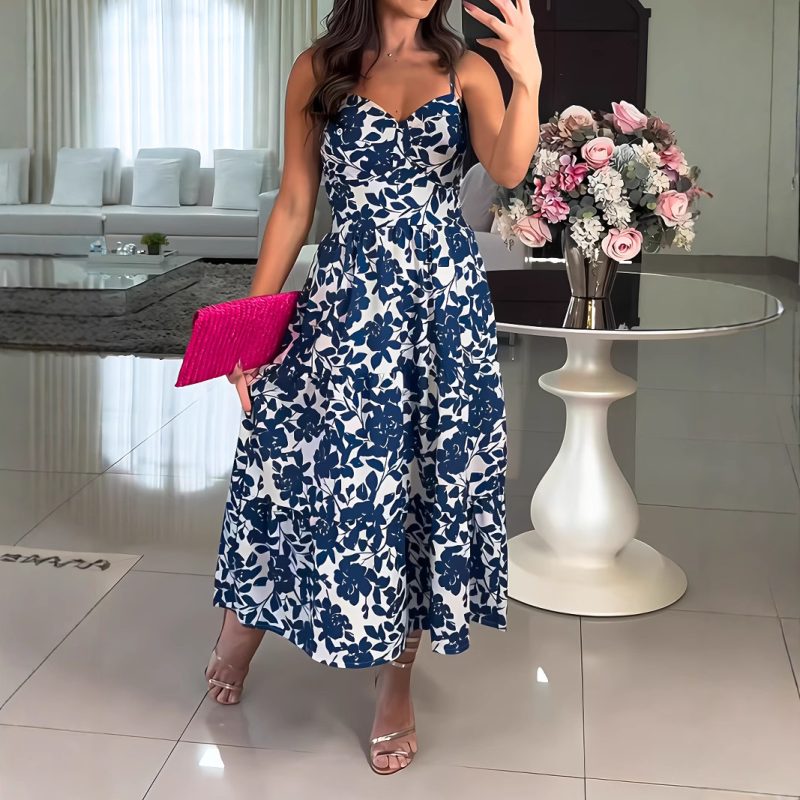 Printed Casual Holiday Sling Dress Women