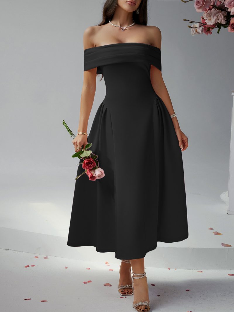 Off-Shoulder Chest Wrap Party Dress - Image 4
