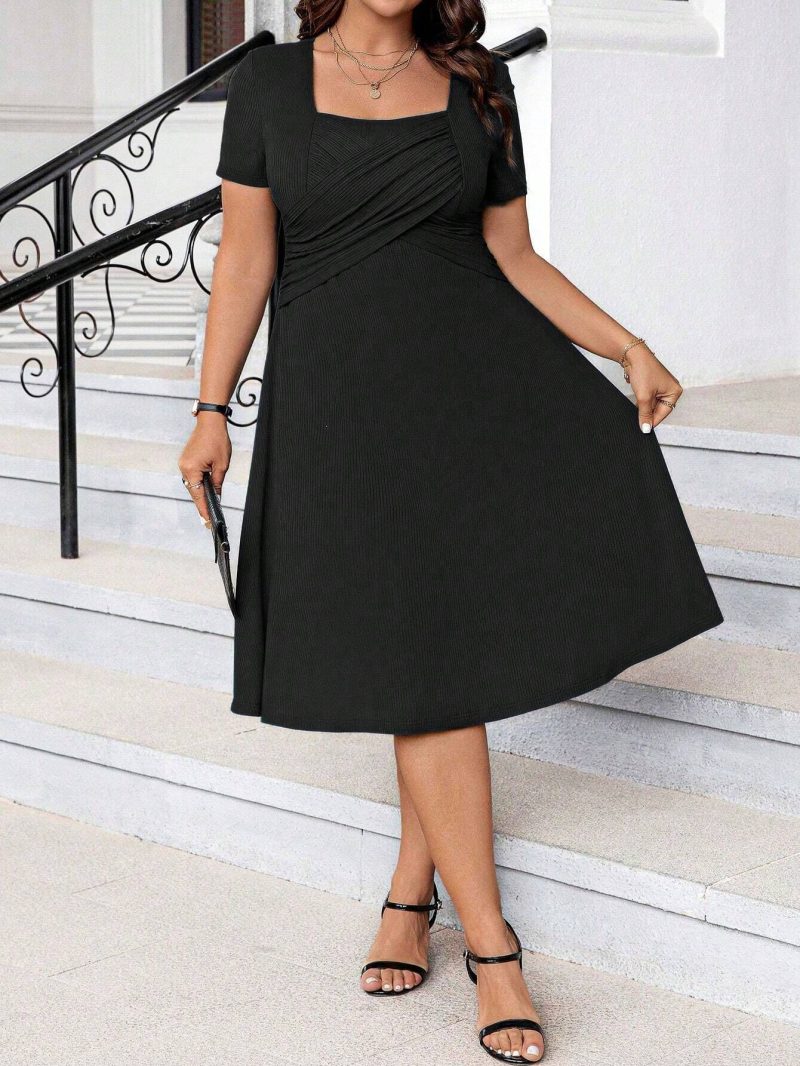 Flattering French Style Plus Size Dress Women - Image 4