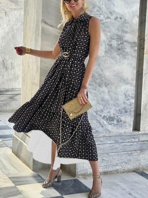 Women’s Spring Printed Dress with Matching Cardigan
