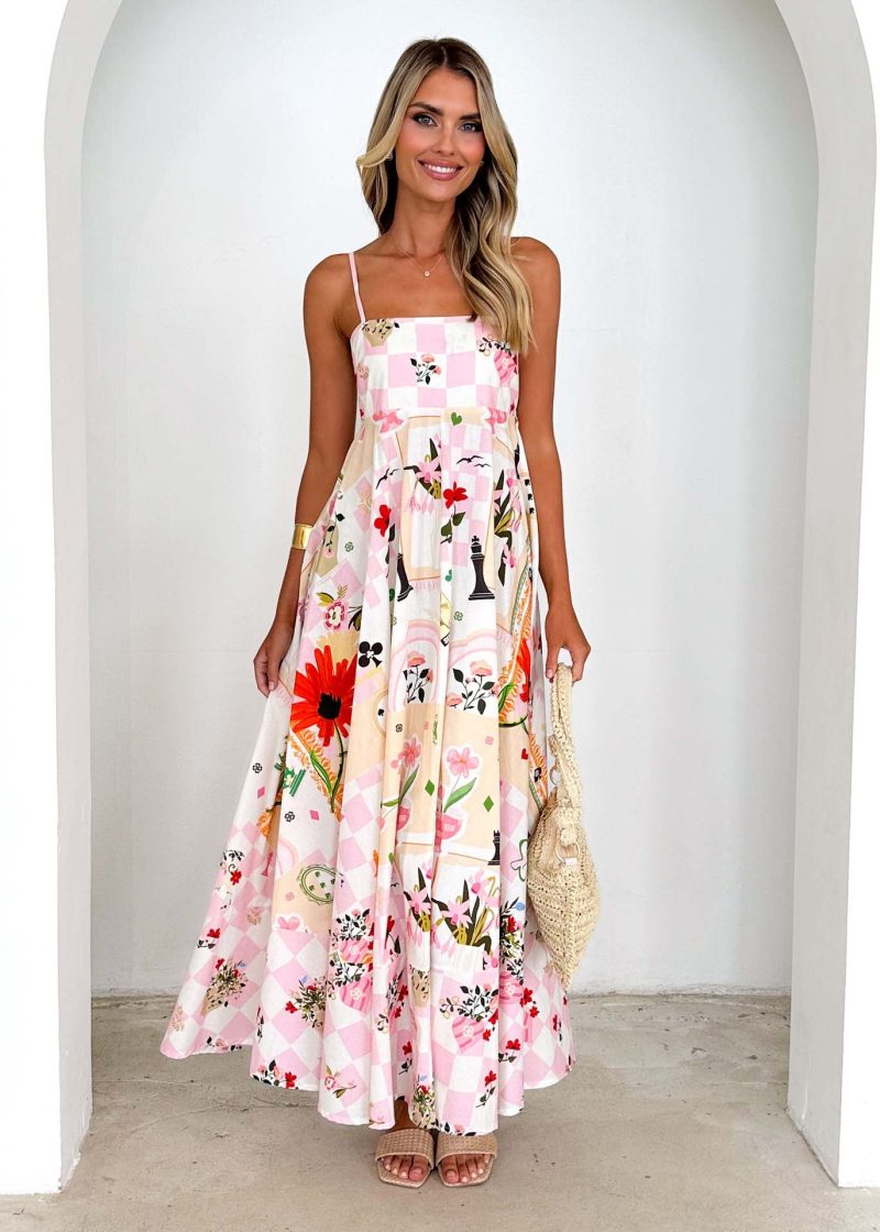Printed Backless Swing Dress – Summer Suspenders Style - Image 3