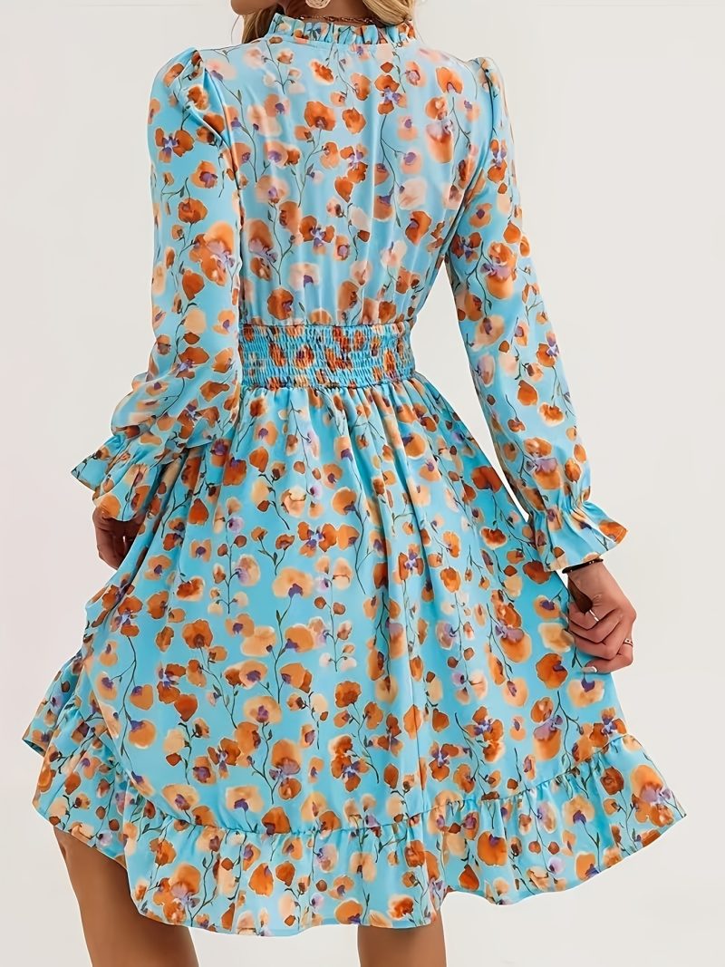 Women's Printed Smocked Waist Spring Casual Dress - Image 2