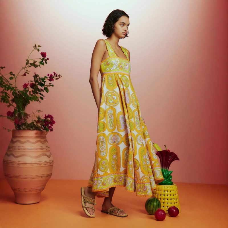 Printed High Waist Sling Swing Dress Women