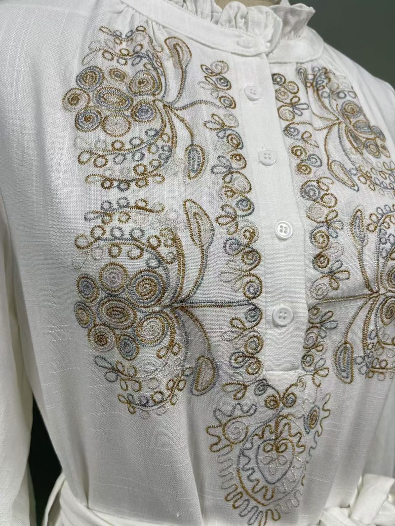 Elegant Embroidered High Waist Summer Dress - Image 4