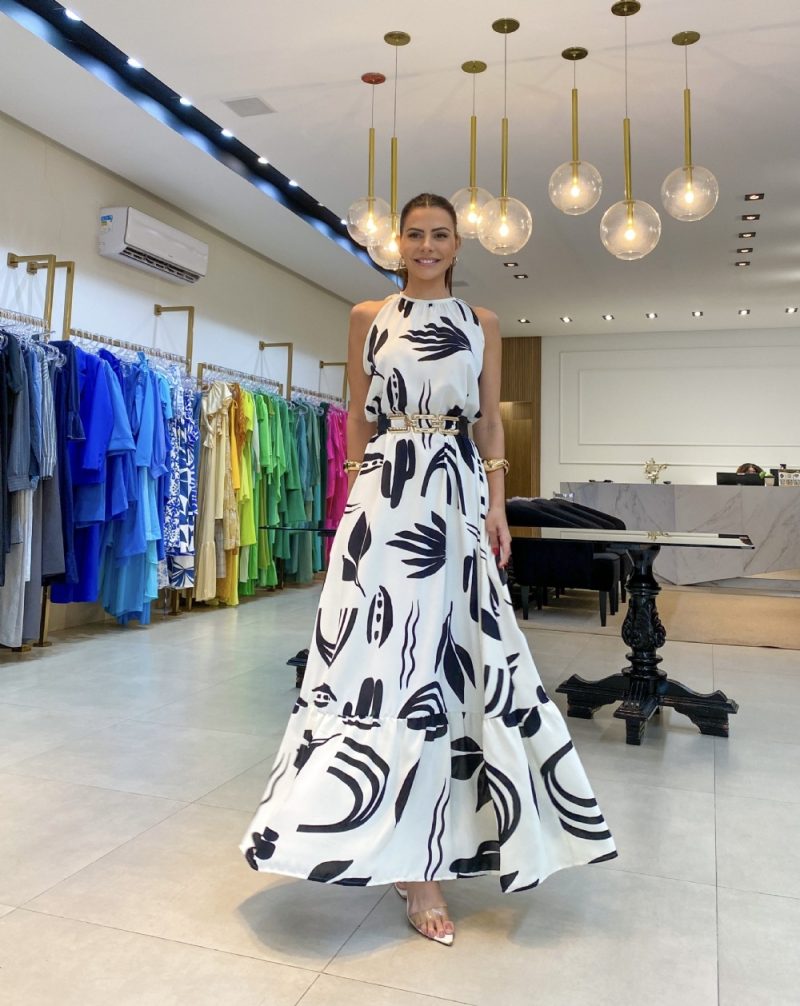 Summer Mop-Length Printed Strap Dress for Women - Image 4