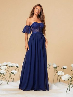 Elegant Solid Tube Top Long Evening Dress