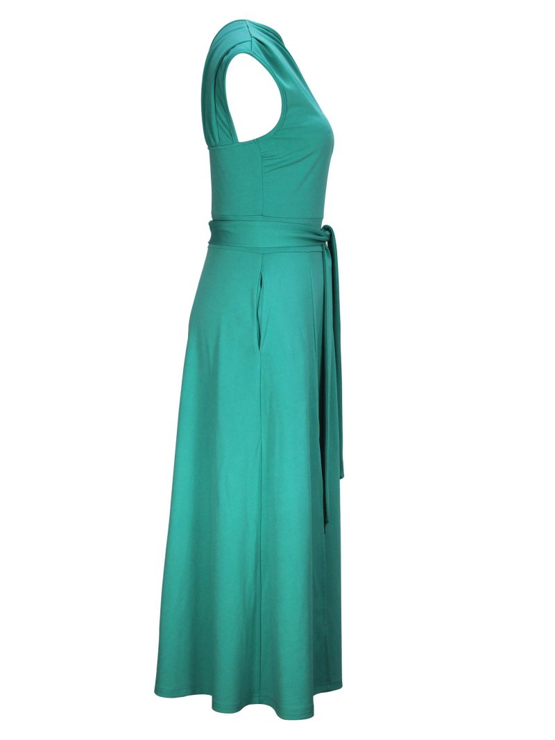 Elegant One-Shoulder Maxi Dress with Belt - Image 3