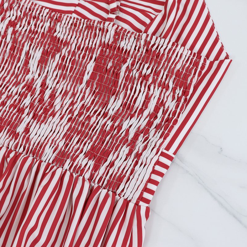 Striped Spaghetti Strap Casual Summer Dress - Image 4