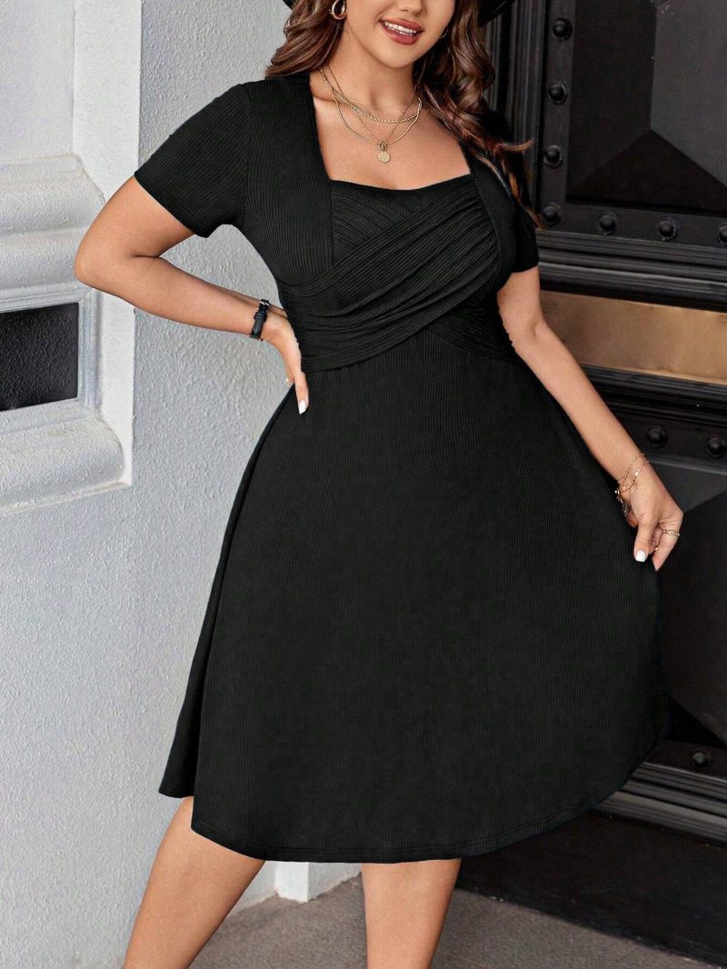 Flattering French Style Plus Size Dress Women - Image 3