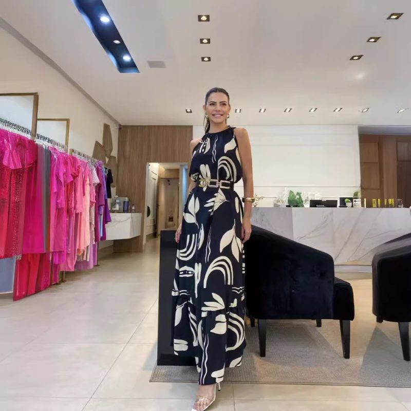 Summer Mop-Length Printed Strap Dress for Women - Image 2