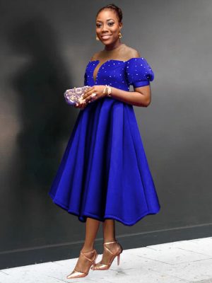See-Through Mesh Dress – Beaded Lantern Style