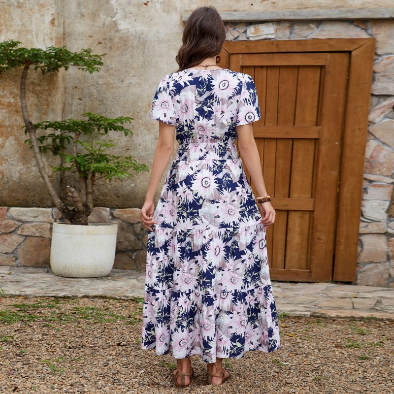Slim Fit V-Neck Rayon Vacation Maxi Dress - Image 4