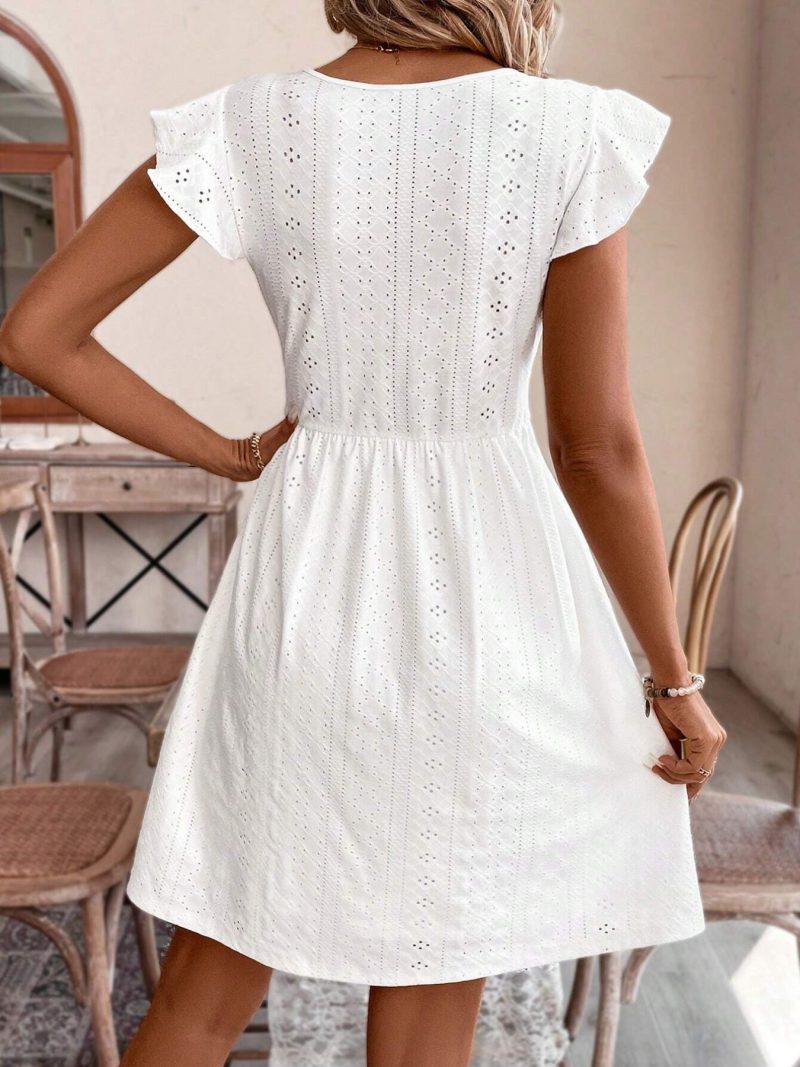Women's Summer Lace Patchwork Knitted Cutout Dress - Image 3