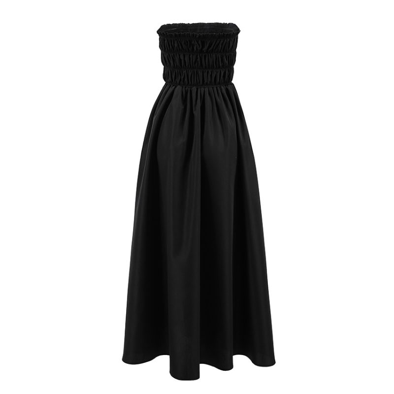 Elegant Black Tube Top Vacation Dress - Image 4