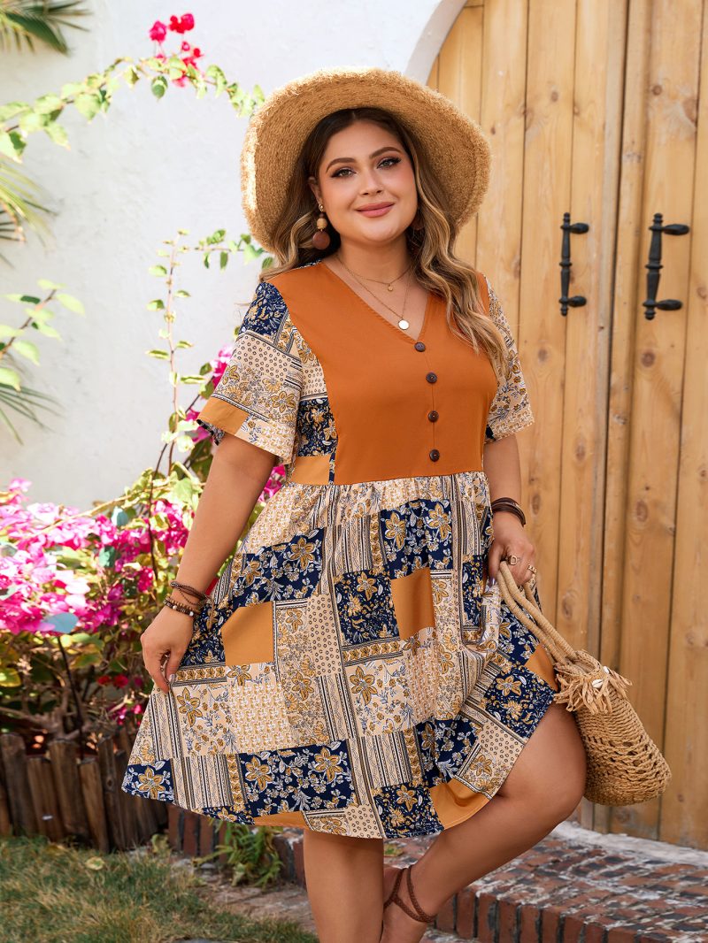 Bohemian Plus Size Loose Vacation Dress - Image 4