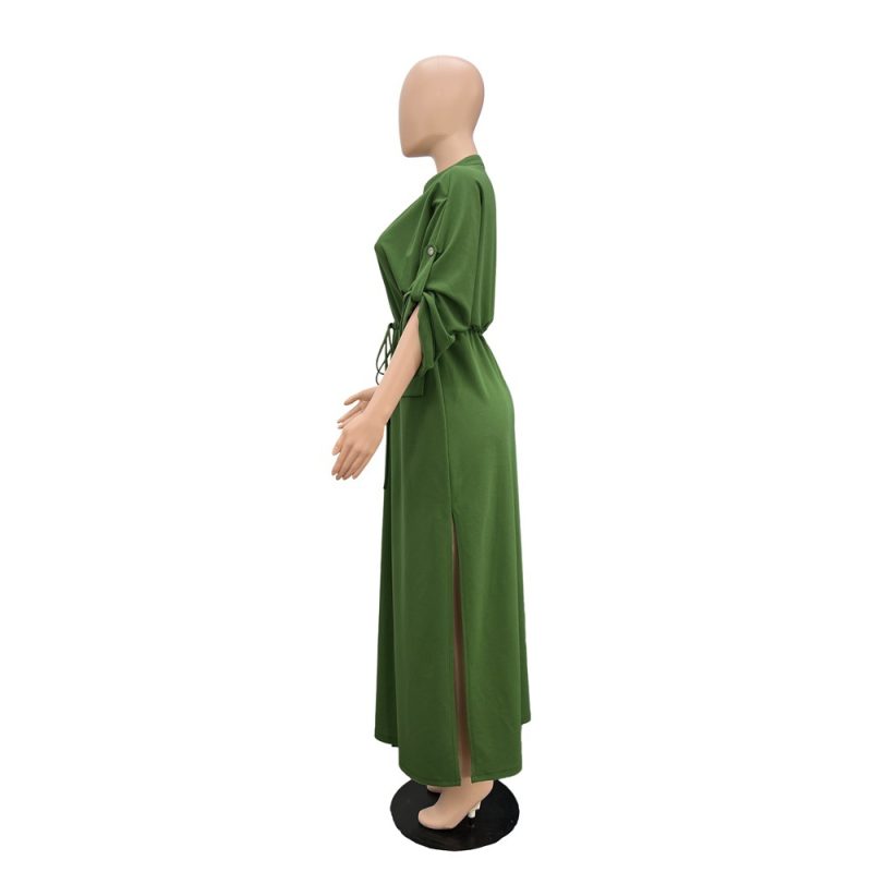 Women's Casual Waist Trimming Slit Work Dress - Image 4