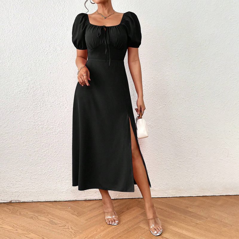 French Elegant Hepburn Split Hem Dress Women