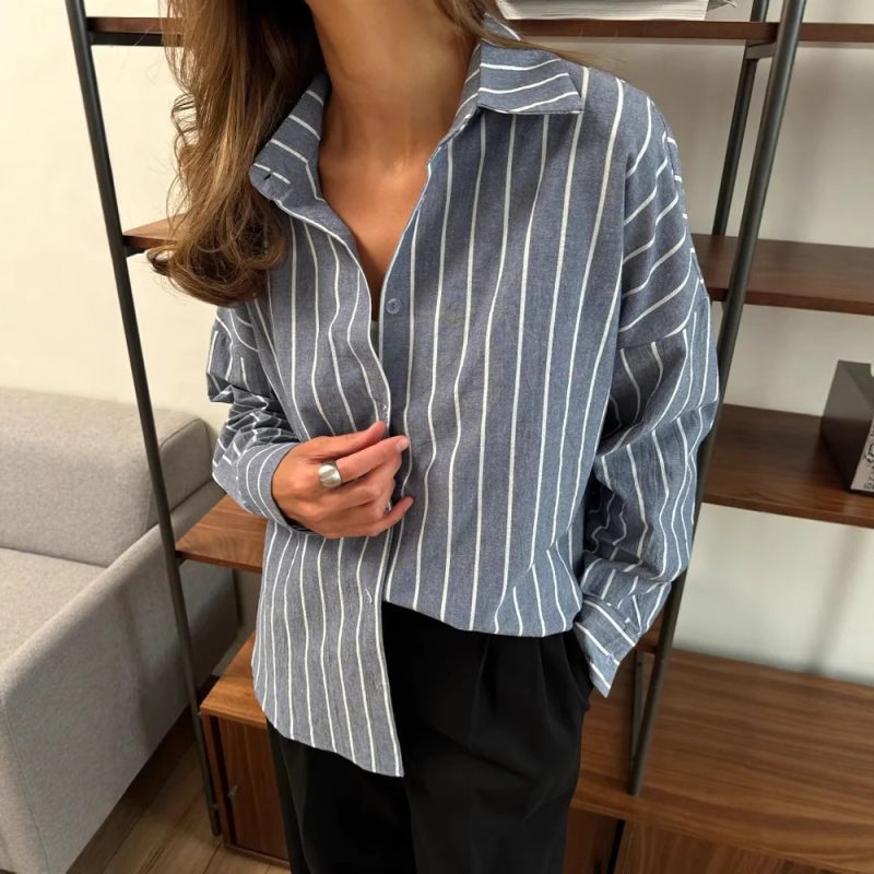 Summer Striped Long Sleeve Cardigan for Women