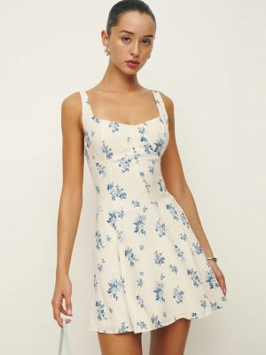 Sweet Floral Square Neck Backless Slip Dress