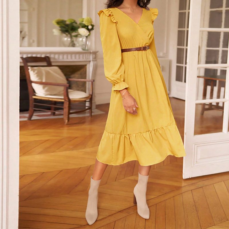Elegant V-Neck Backless Slim Slit Dress - Image 4