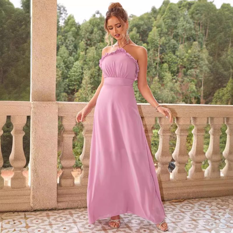 Sexy Deep V Solid Color Maxi Dress - Image 3