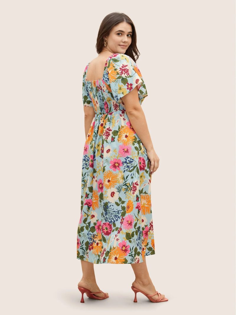 Plus Size Printed Square Neck Maxi Dress - Image 4