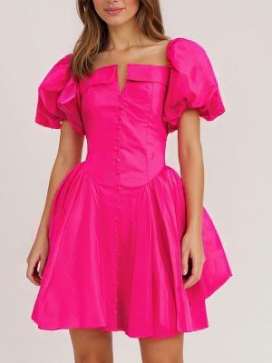 French Elegant High Waist Slimming Short Dress