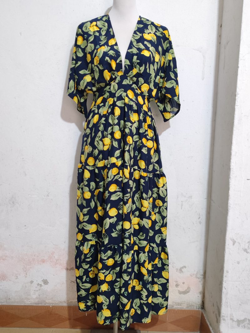 Batwing Sleeve V-Neck Slimming Maxi Dress - Image 4