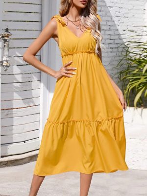 Casual Waist Trimming Beach Vacation Sling Dress