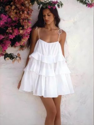 Tiered Ruffled Summer Sling Dress for Women