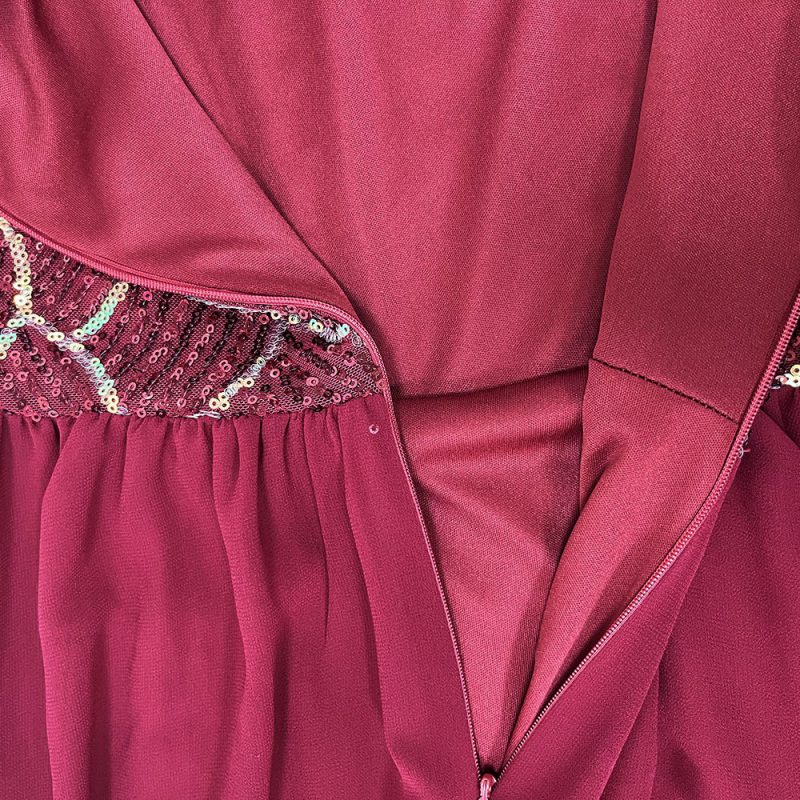 Elegant Long Sleeve Chiffon Sequin A-Line Evening Dress - Image 4