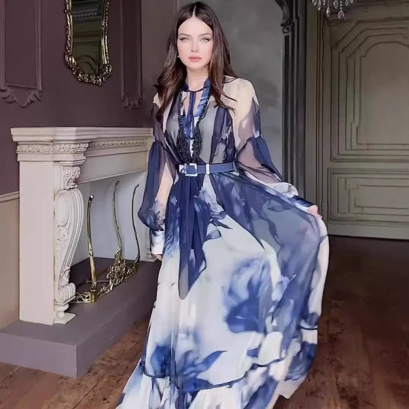 Printed Slim Fit Dress – Summer Elegance Look - Image 2