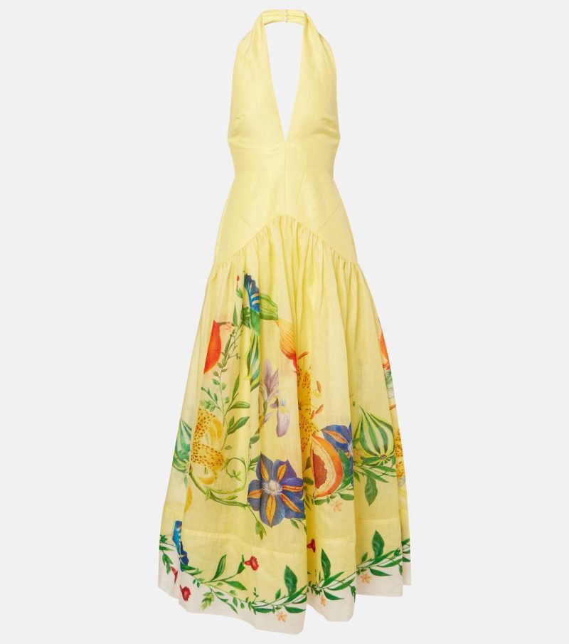 Linen Halter Deep V Backless Swing Dress - Image 4