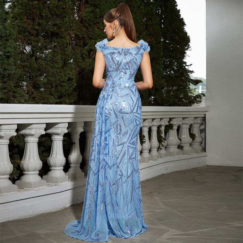 Elegant Sleeveless Sequin Fishtail Evening Gown - Image 3