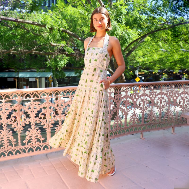 Sweet Printed Sleeveless Halter Backless A-Line Dress - Image 3