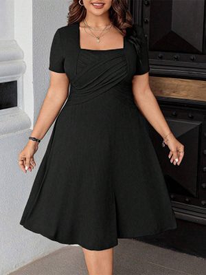 Flattering French Style Plus Size Dress Women