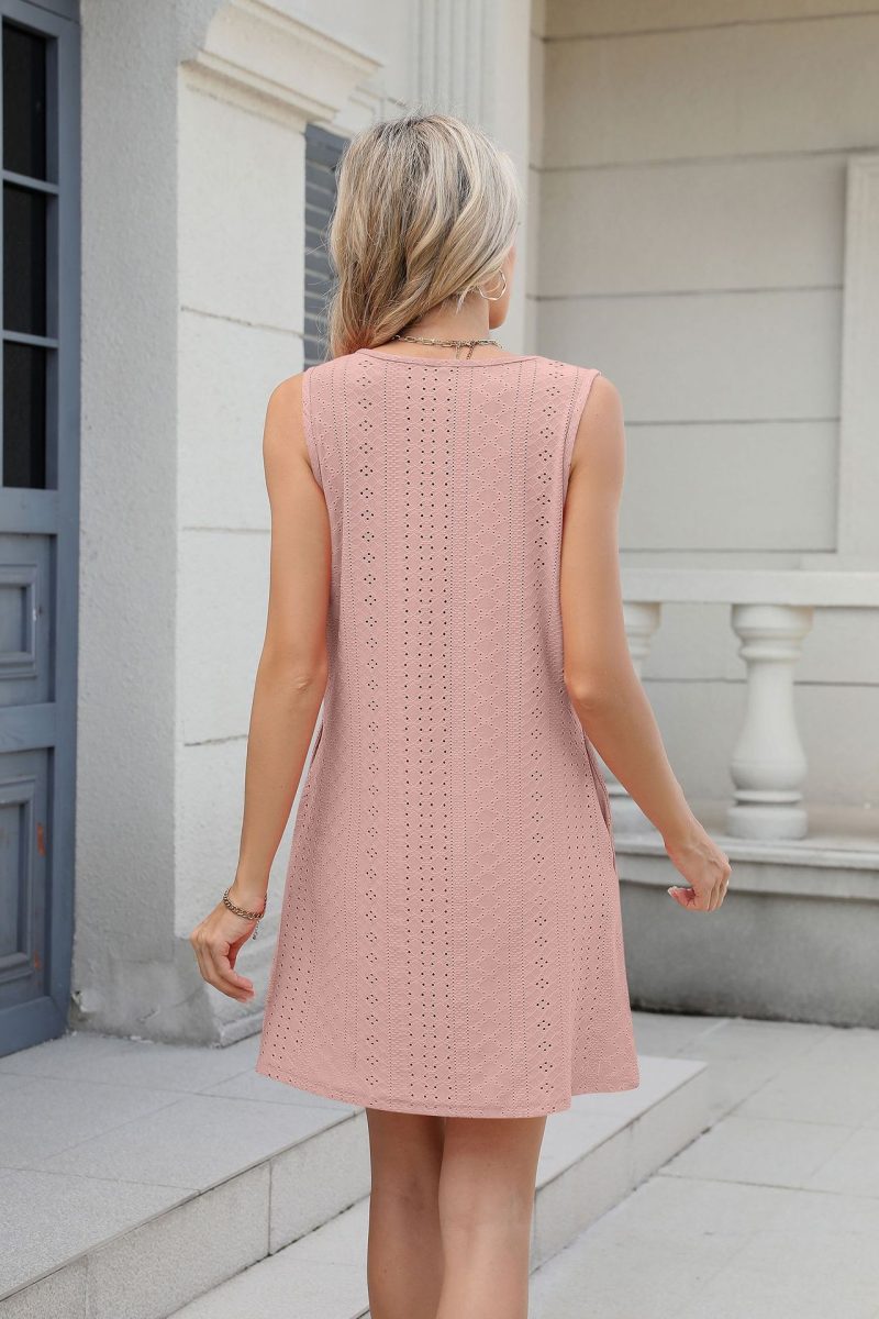 Casual Solid V-Neck Summer Pocket Dress - Image 3