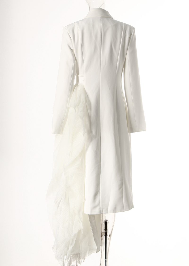 Asymmetric Mesh Stitching Business Party Dress - Image 4