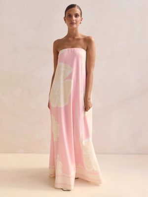 Chic Bandeau Style Printed Summer Dress Women