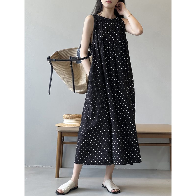 Summer Sleeveless Polka Dot Shift Dress Women - Image 3