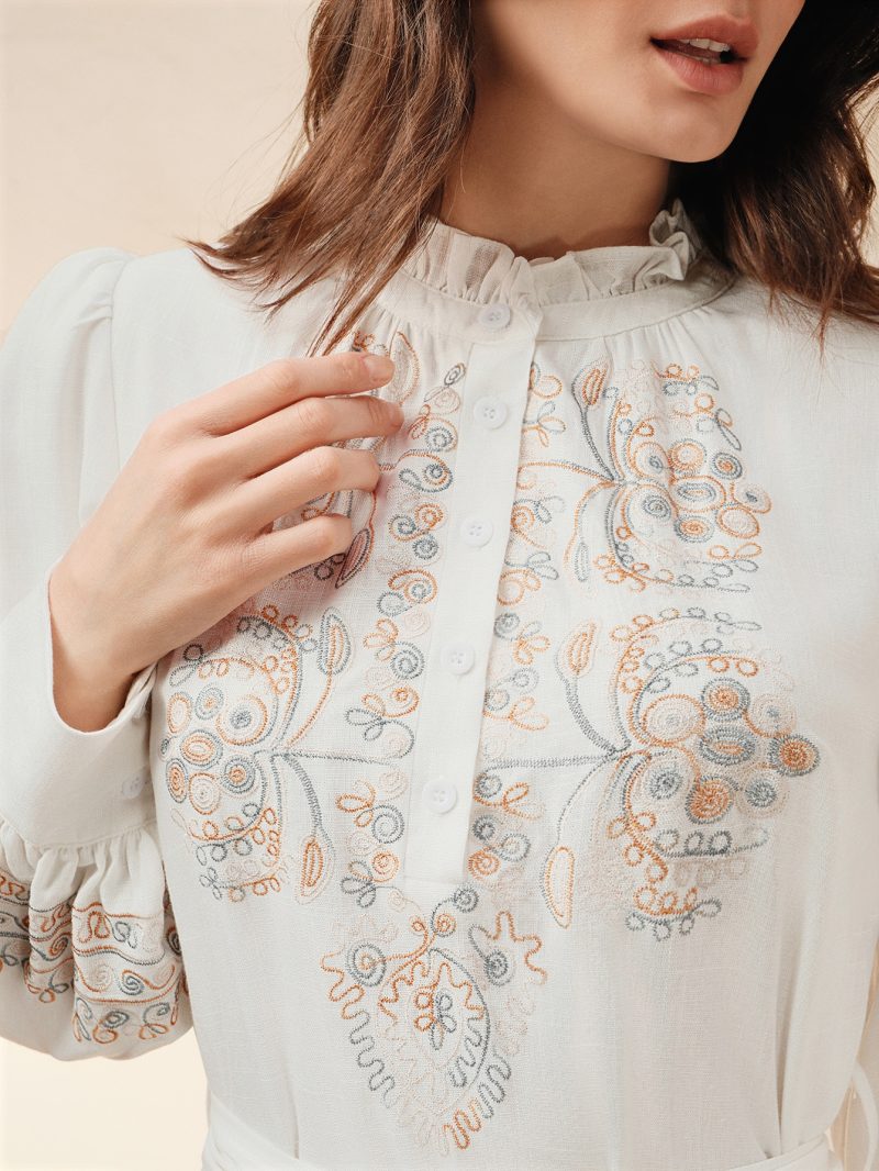 Elegant Embroidered High Waist Summer Dress - Image 2