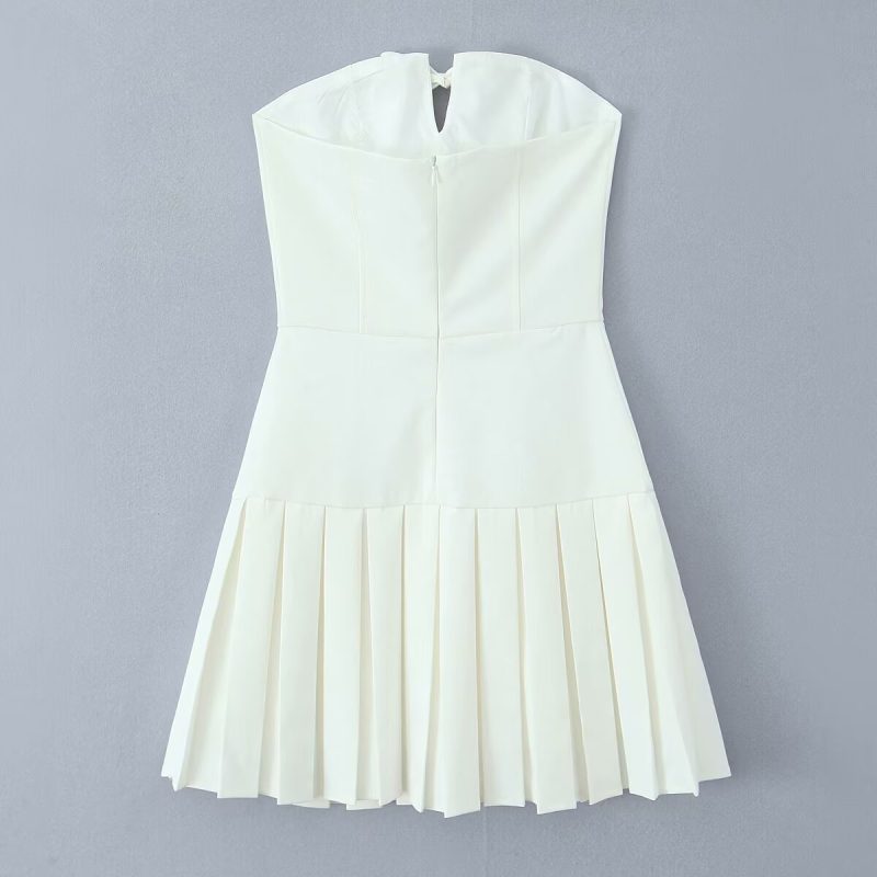 Graceful Bow Lace-Up Pleated Tube Dress - Image 2