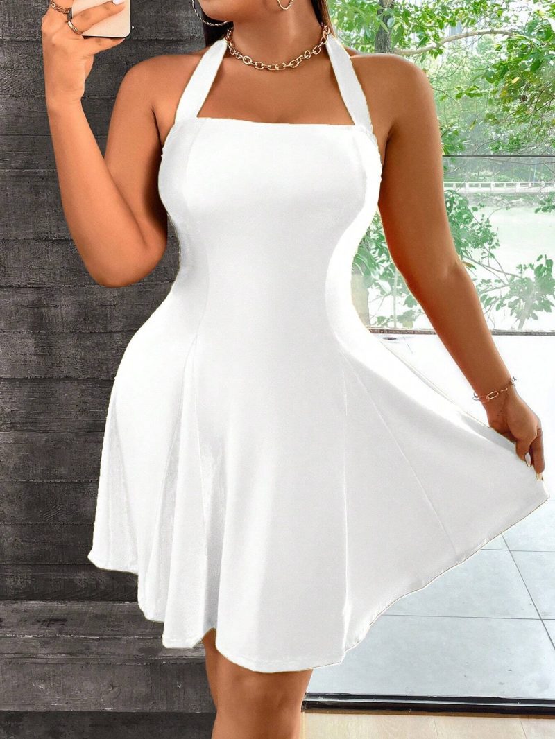 Waist Trimming Halter Backless Dress for Women - Image 4