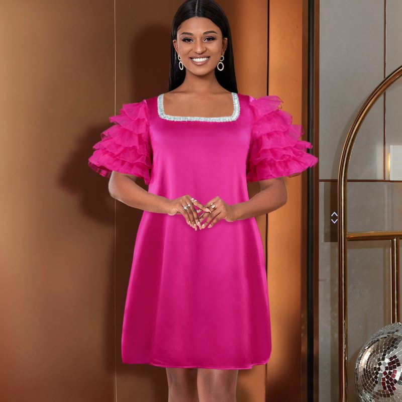 Women’s Autumn Drilled Bell Sleeve Office Dress
