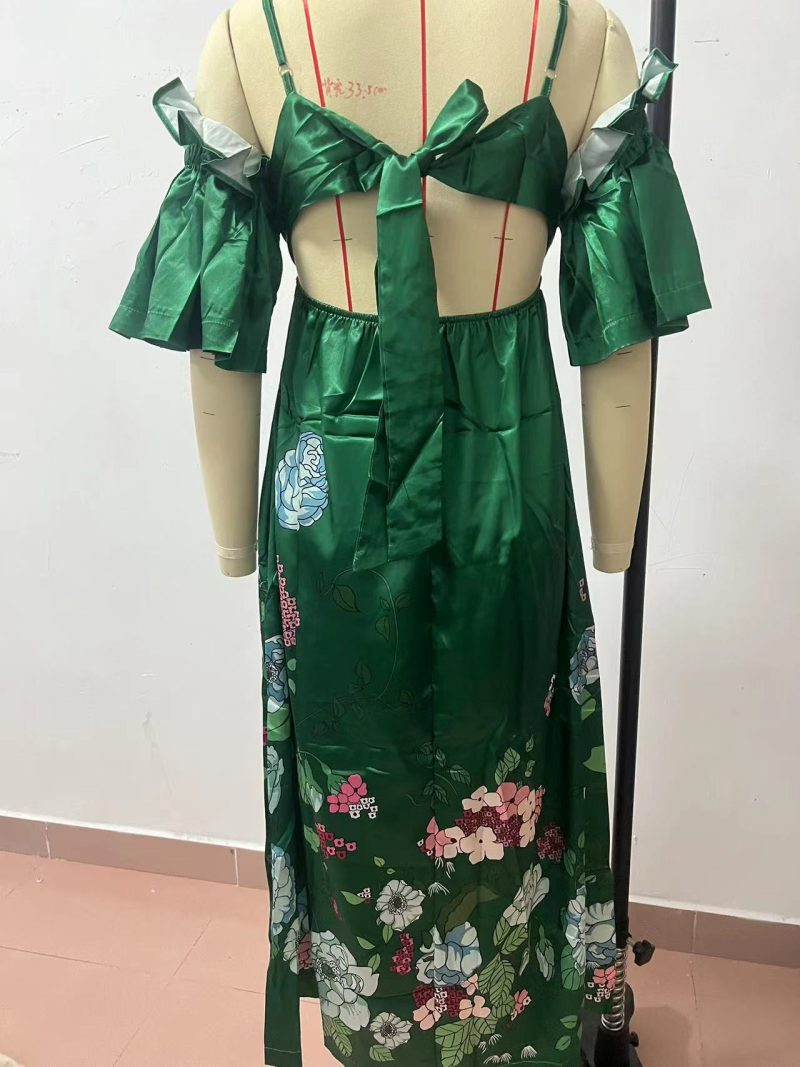 Off Shoulder Multicolor Casual Pocket Dress Women - Image 3