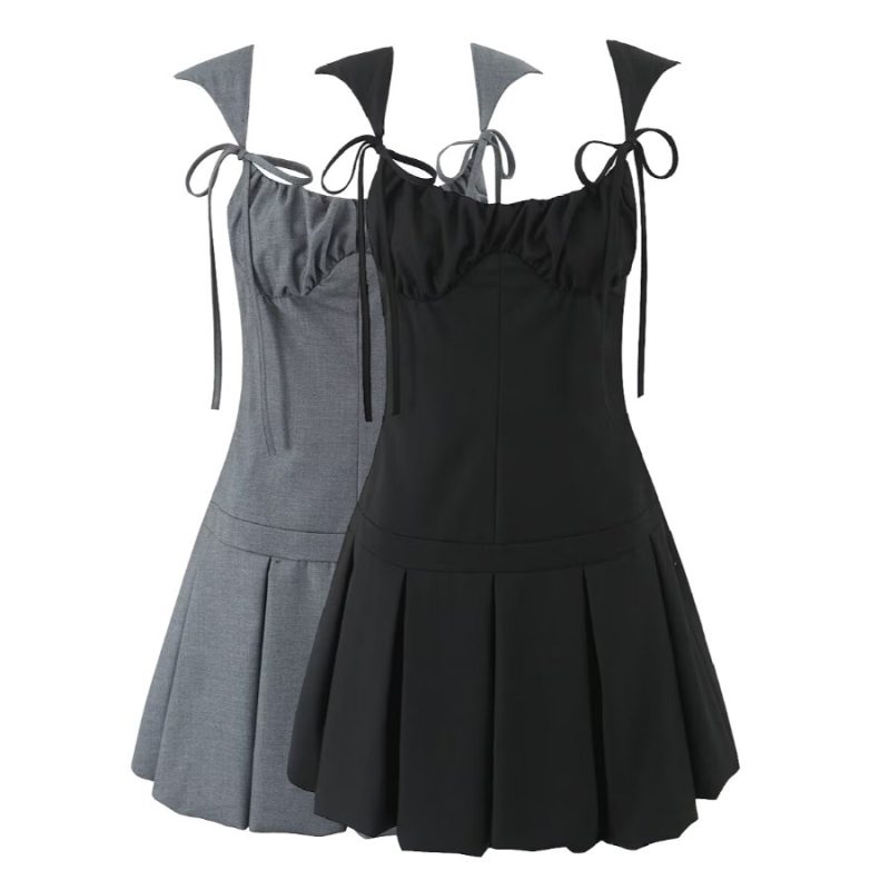 Solid Color Waist-Controlled Summer Sling Dress - Image 3